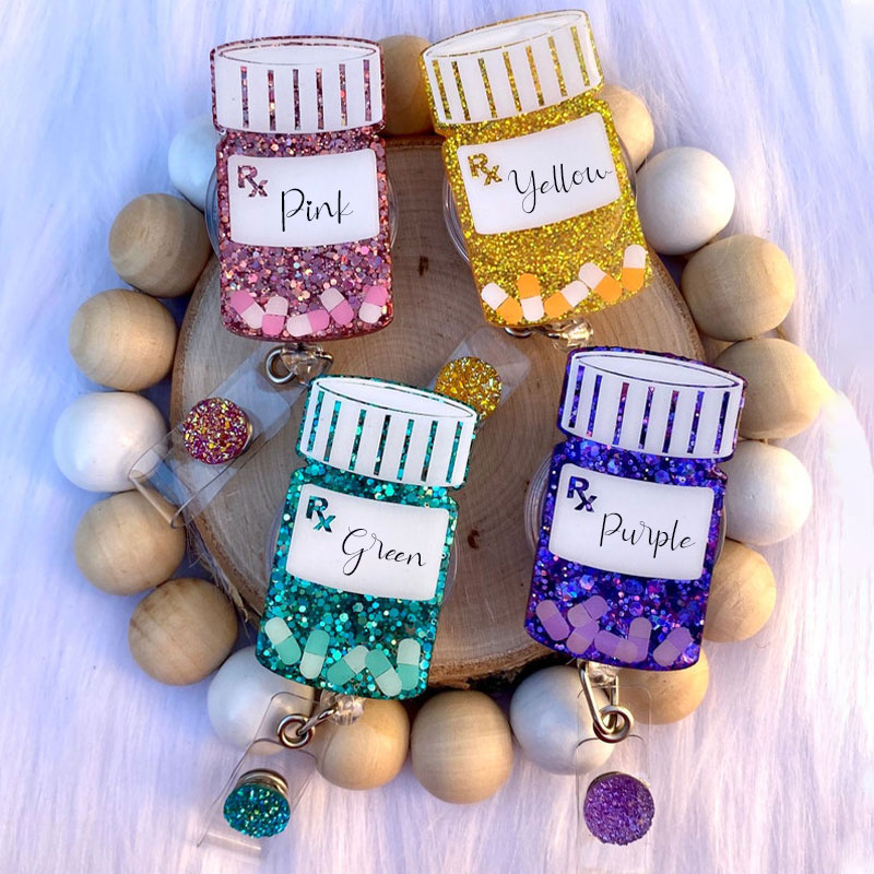 Personalized Pill Bottle Nurse Badge Reel