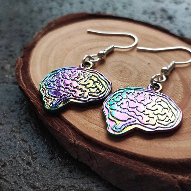 Cool Brain Nurse Metal Earrings