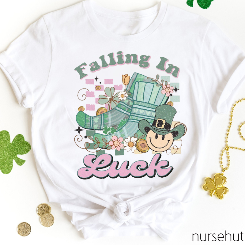 Falling In Luck Nurse T-Shirt