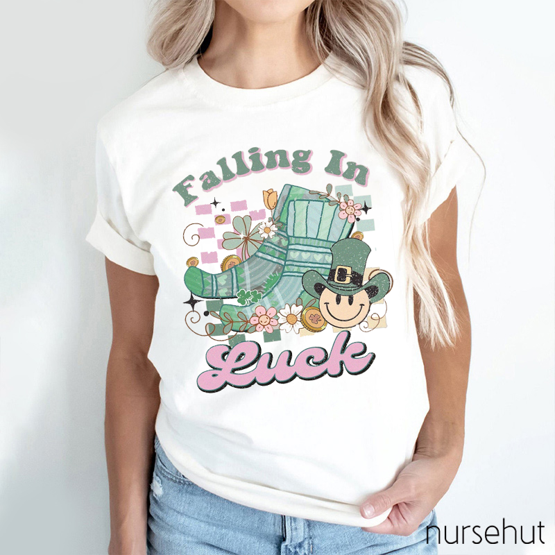 Falling In Luck Nurse T-Shirt