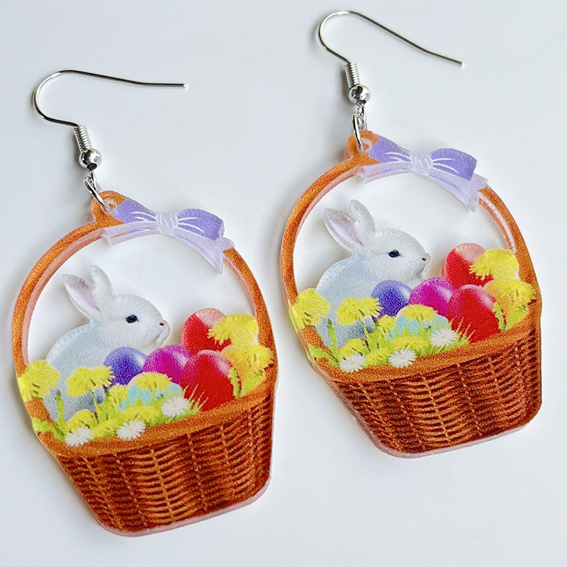 Bunny In A Basket Nurse Acrylic Earrings