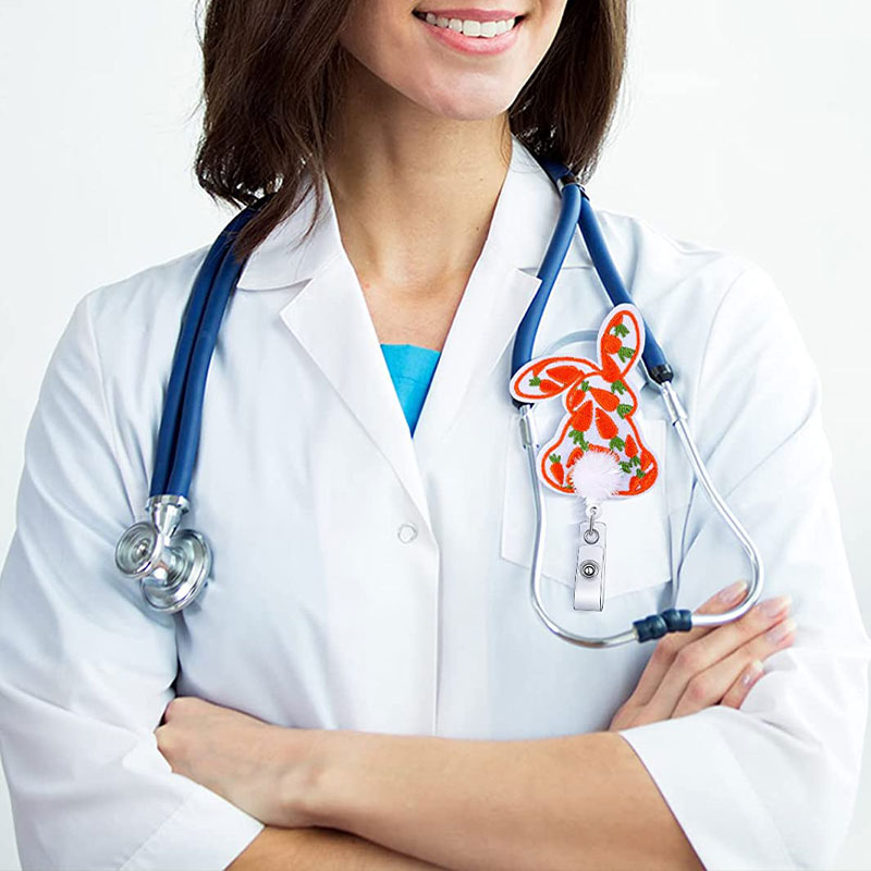 Cute Little Easter Bunny Nurse Badge Reel