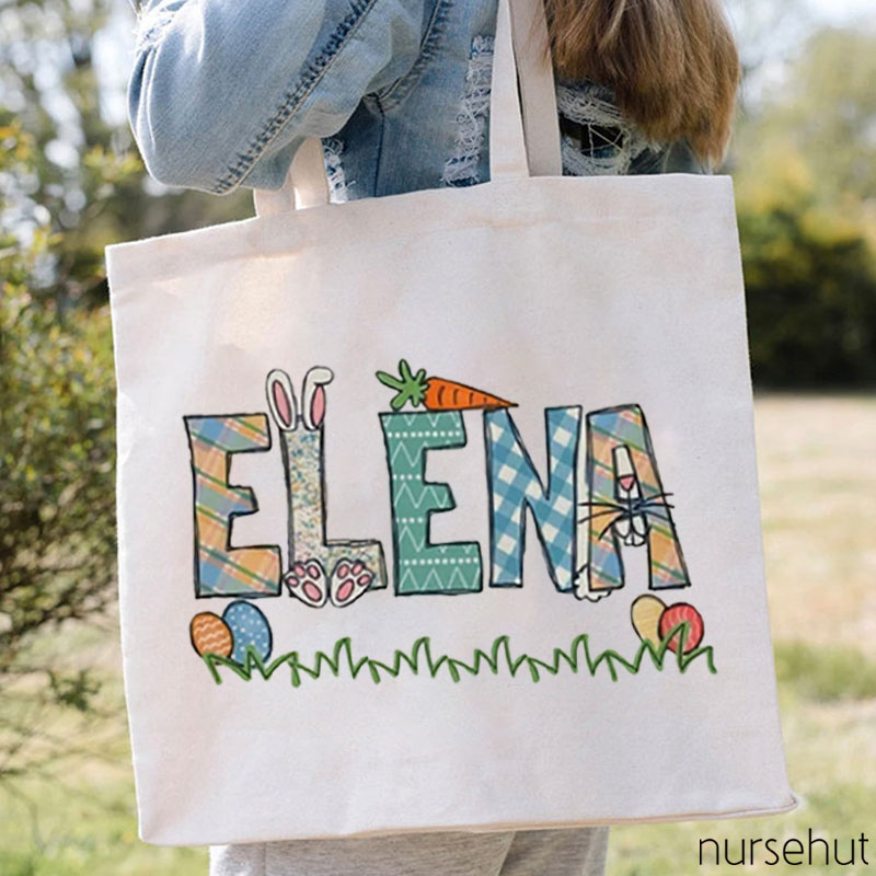 Personalized Happy Easter Nurse Name Nurse Tote Bag