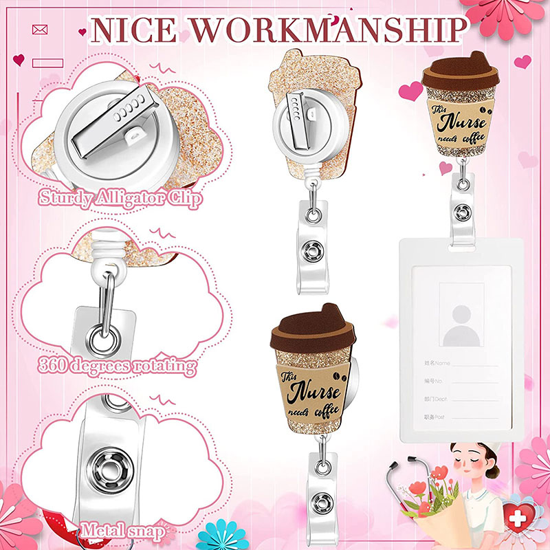 Glitter powder Nurse Badge Reel