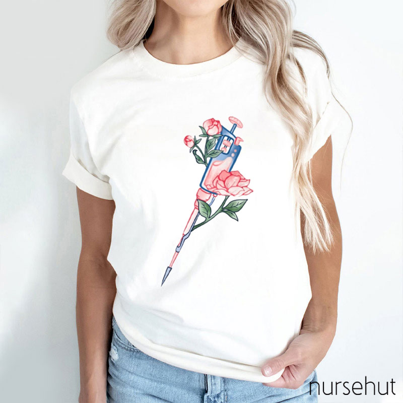 Floral Biology Pipette Nurse T-Shirt