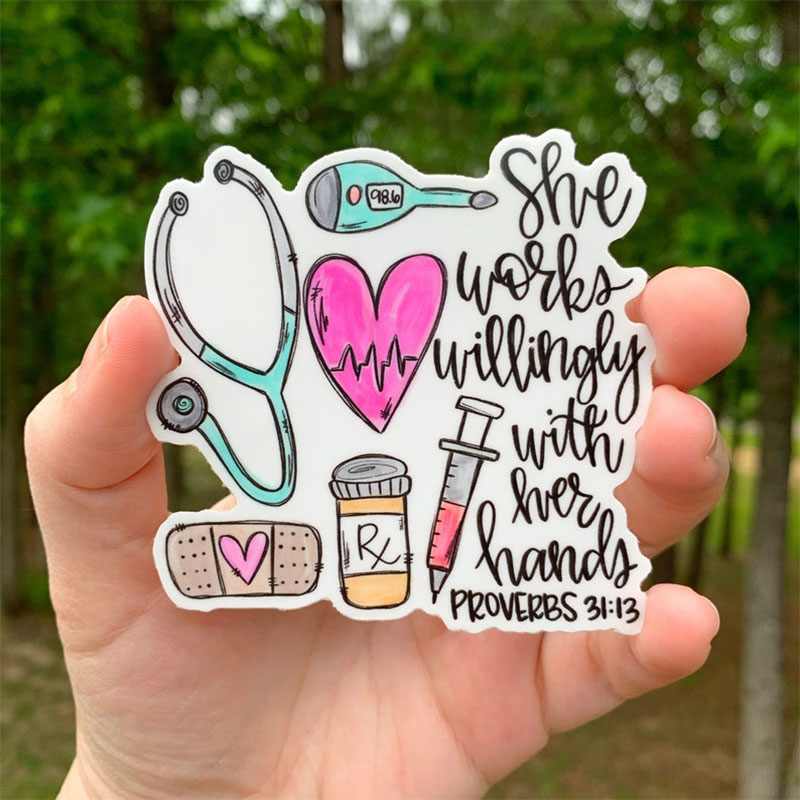 She Works Willing Nurse Stickers