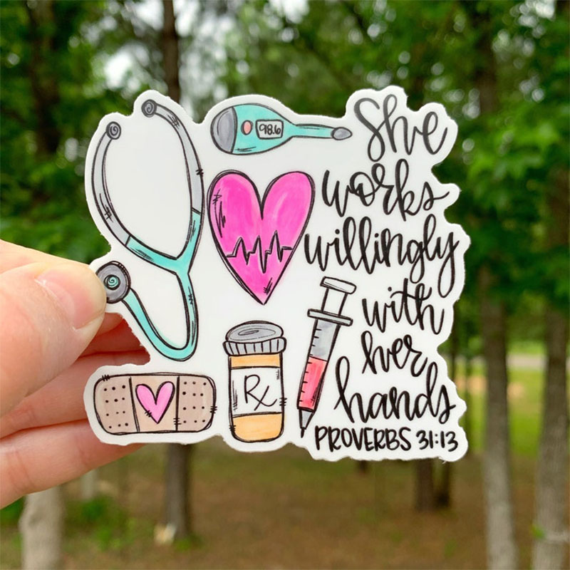 She Works Willing Nurse Stickers
