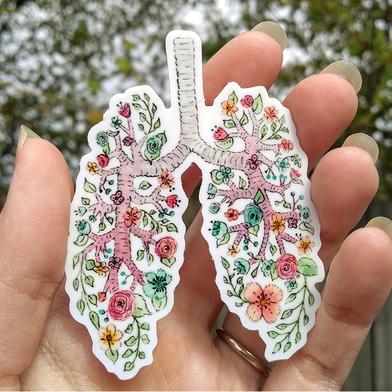 Floral Anatomical Lungs Nurse Stickers