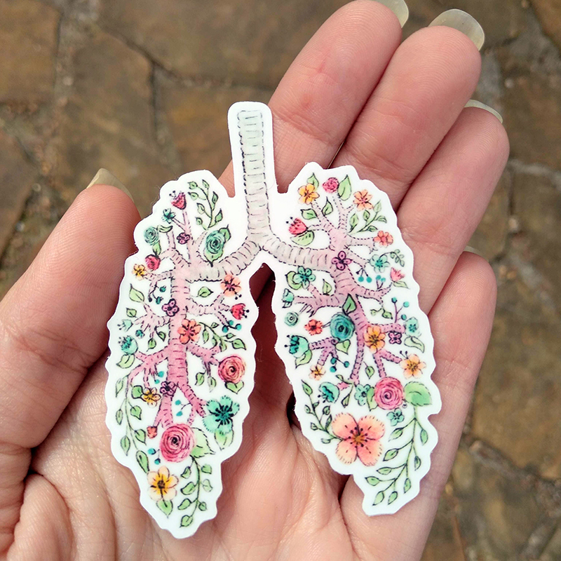 Floral Anatomical Lungs Nurse Stickers