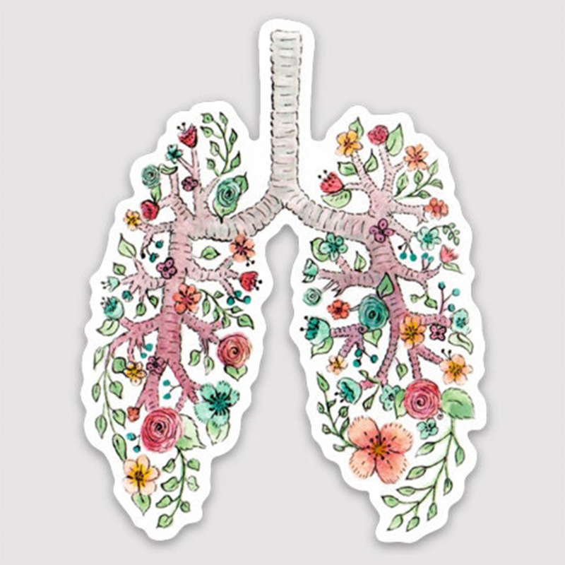 Floral Anatomical Lungs Nurse Stickers