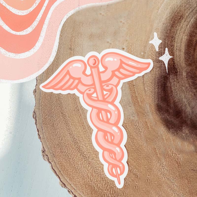 Pink Caduceus Nurse Stickers