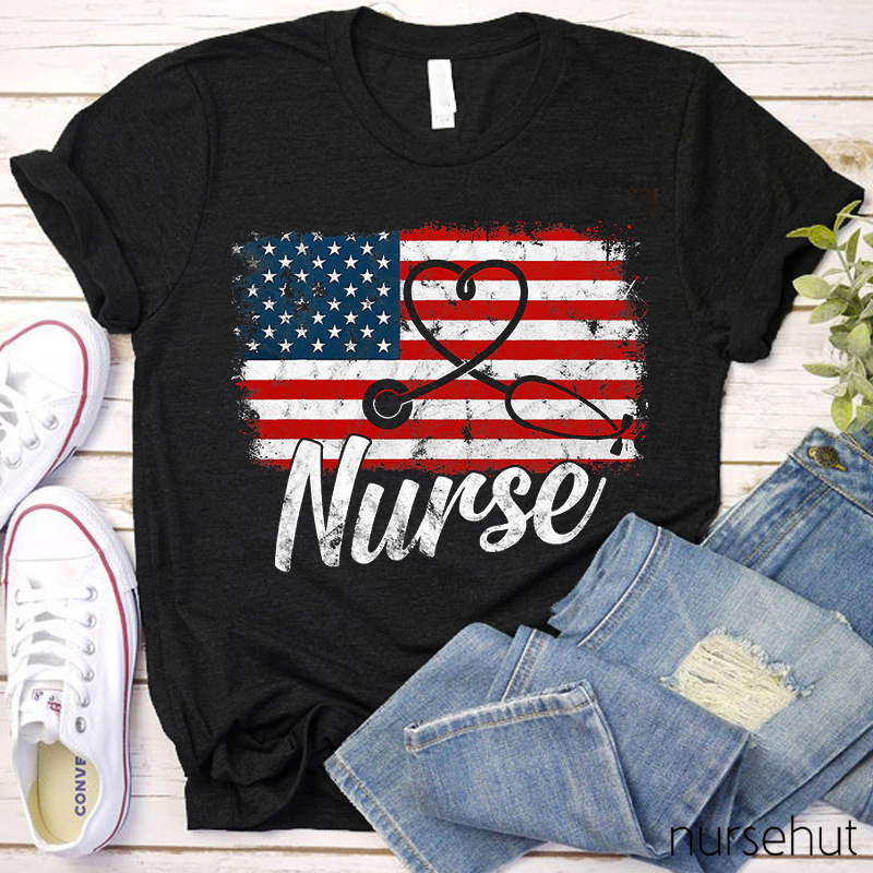 Happy Independence Day Nurse's Alphabet Nurse T-Shirt