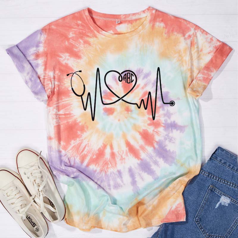 ABC Love Stethoscope Nurse Tie-dye T-Shirt