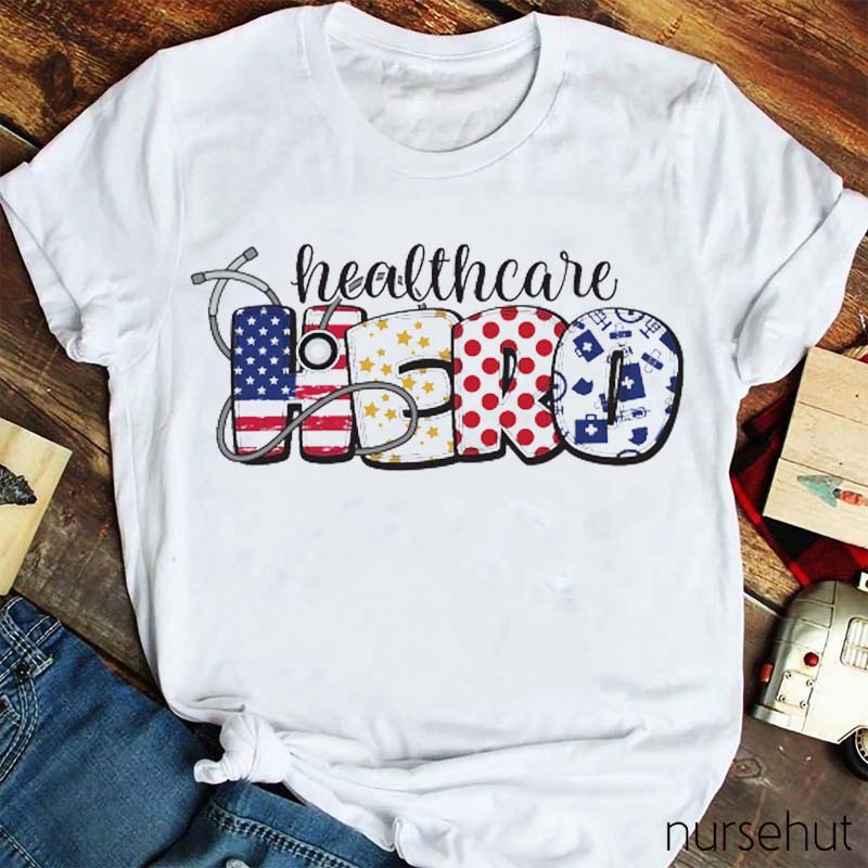 Flat Healthcare Super Hero Nurse T-Shirt