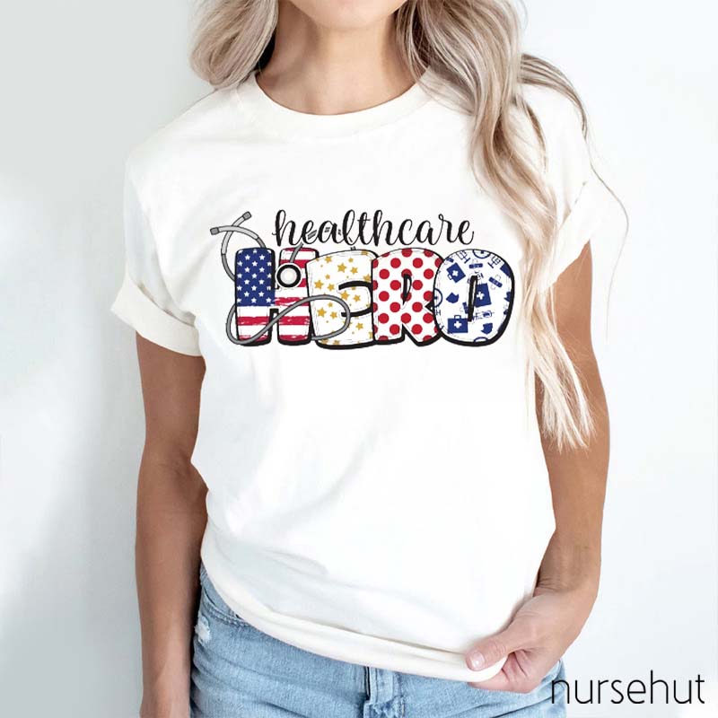 Flat Healthcare Super Hero Nurse T-Shirt