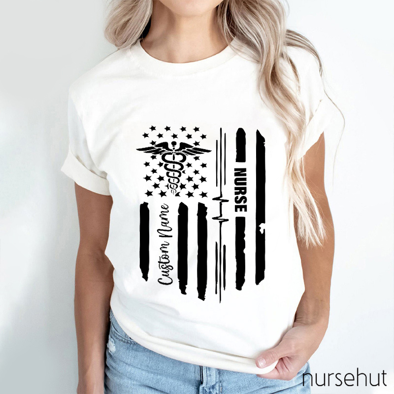 Personalized Name Happy Independence Day Nurse T-Shirt