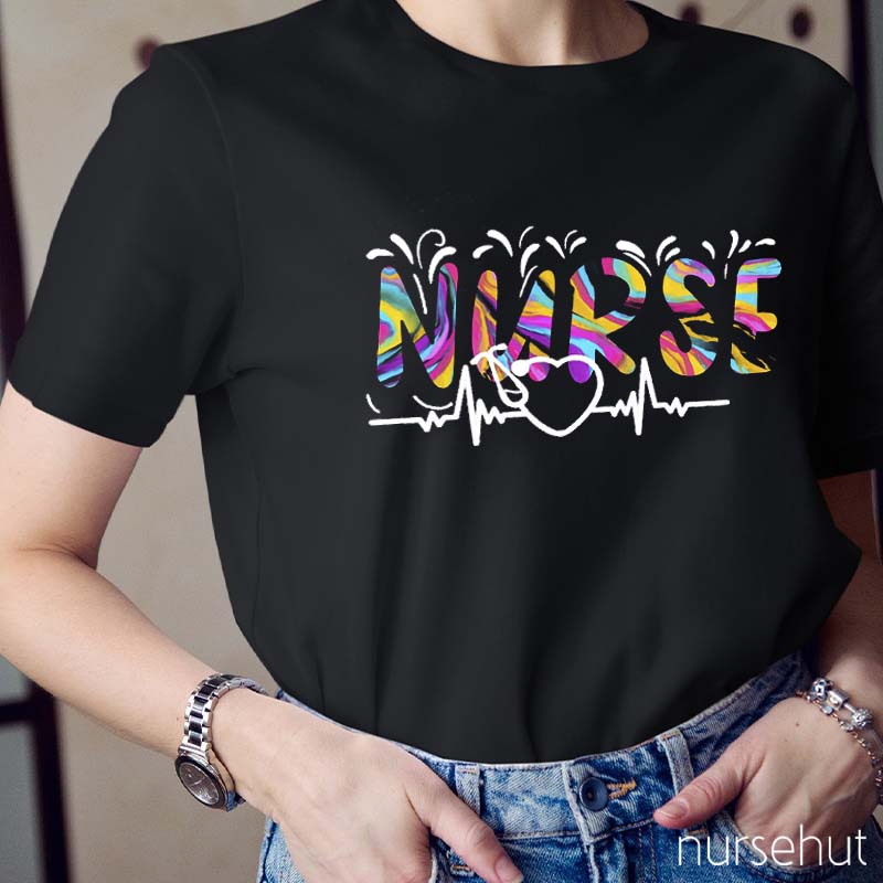 Color Electrocardiogram Nurse T-Shirt