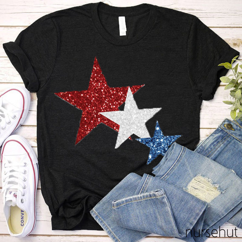 Flag Matching Color Flashing Stars Nurse T-Shirt