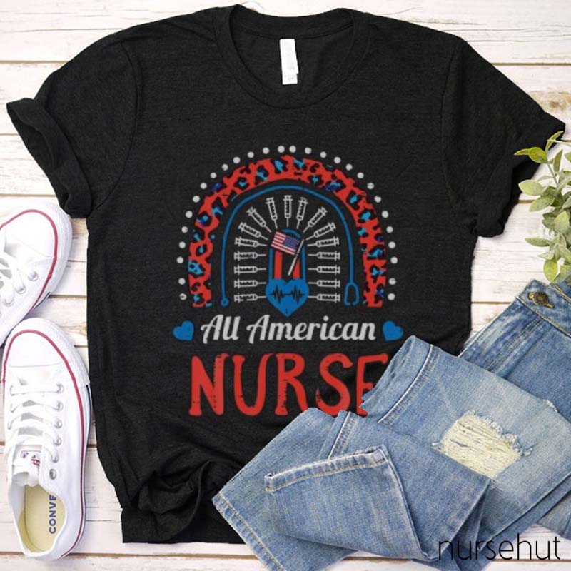 Leopard Rainbow Nurse T-Shirt