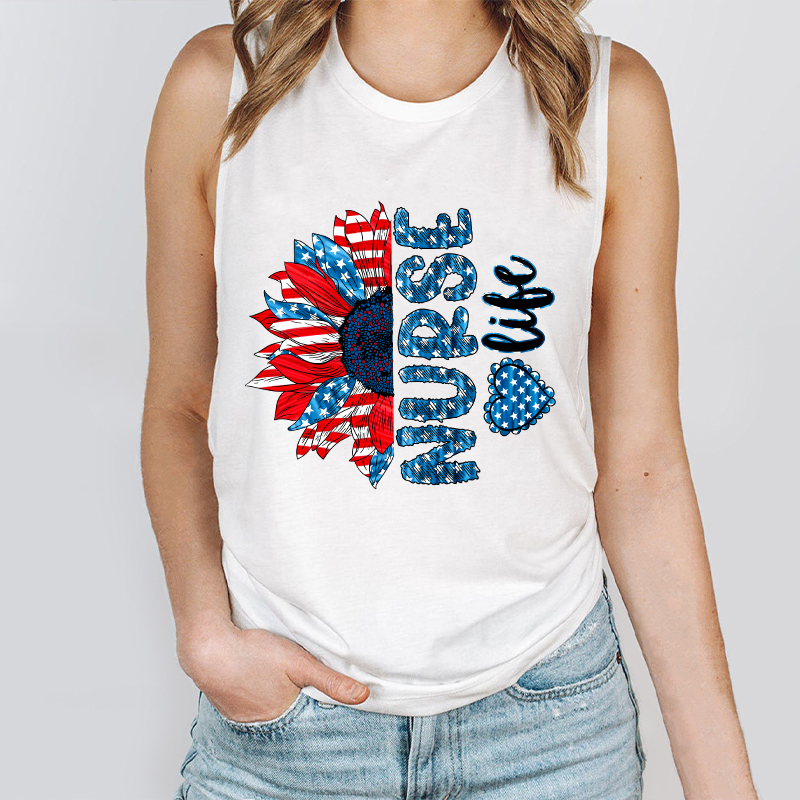 National Flag Sunny Flower Nurse Tank Top
