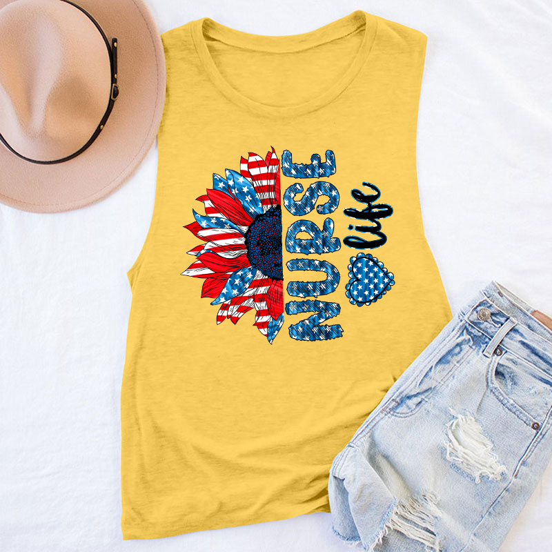 National Flag Sunny Flower Nurse Tank Top