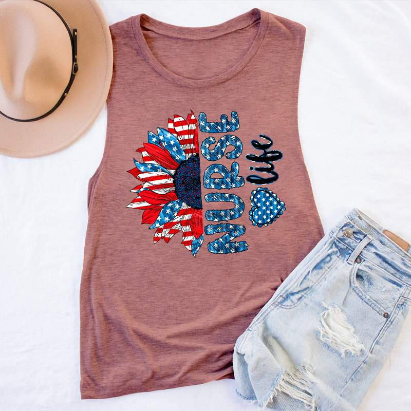 National Flag Sunny Flower Nurse Tank Top