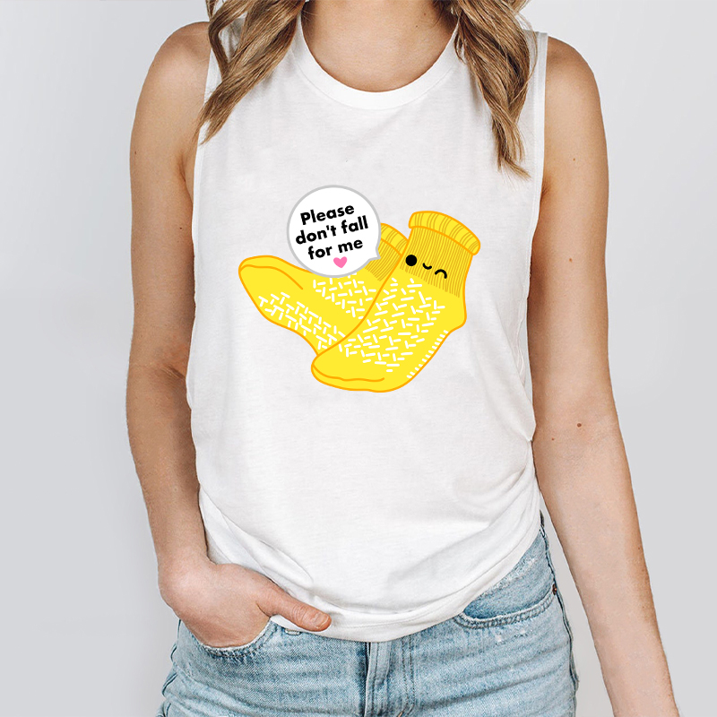 Please Don't Fall For Me Cartoon Socks Cute Nurse Tank Top