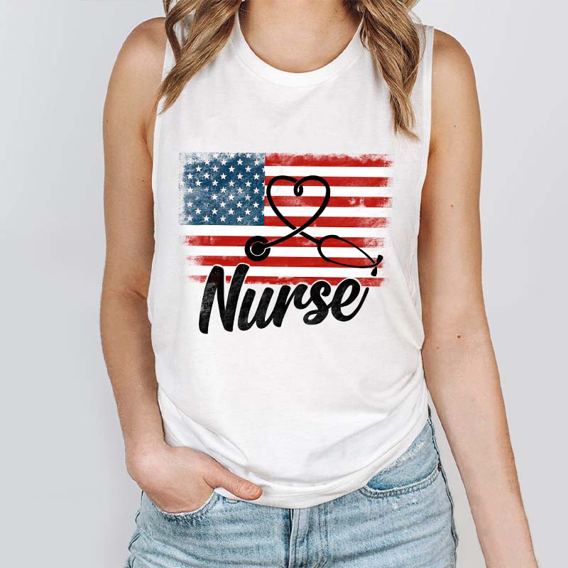 Happy Independence Day Nurse's Alphabet Nurse Tank Top