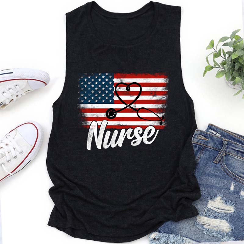 Happy Independence Day Nurse's Alphabet Nurse Tank Top