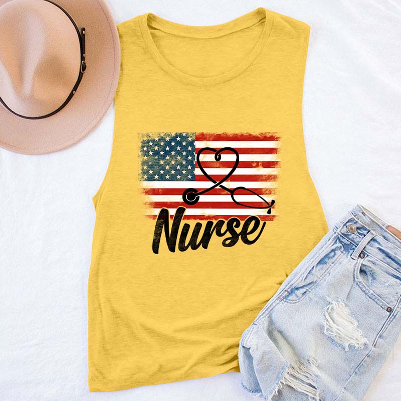 Happy Independence Day Nurse's Alphabet Nurse Tank Top