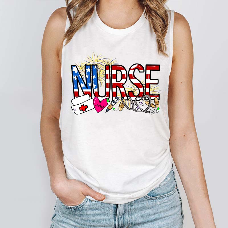 Nurse Fireworks Tank Top