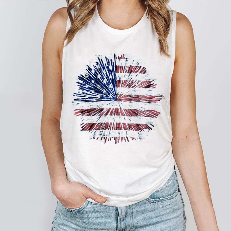 Fireworks Flag Nurse Tank Top