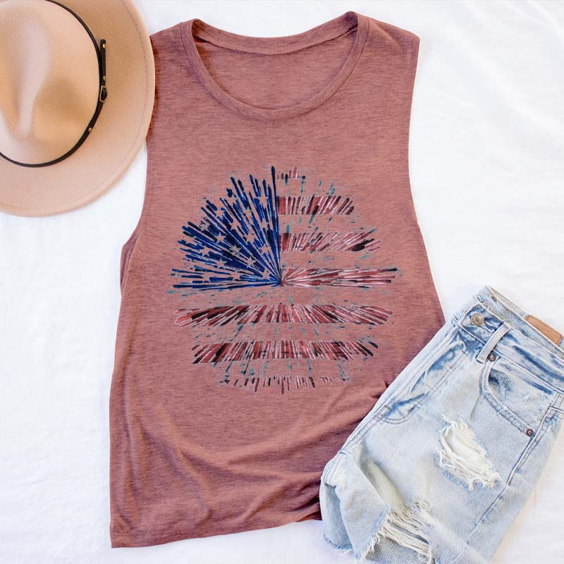 Fireworks Flag Nurse Tank Top