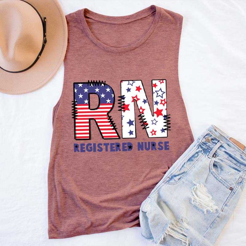 Personalized Flat RN Nurse Tank Top