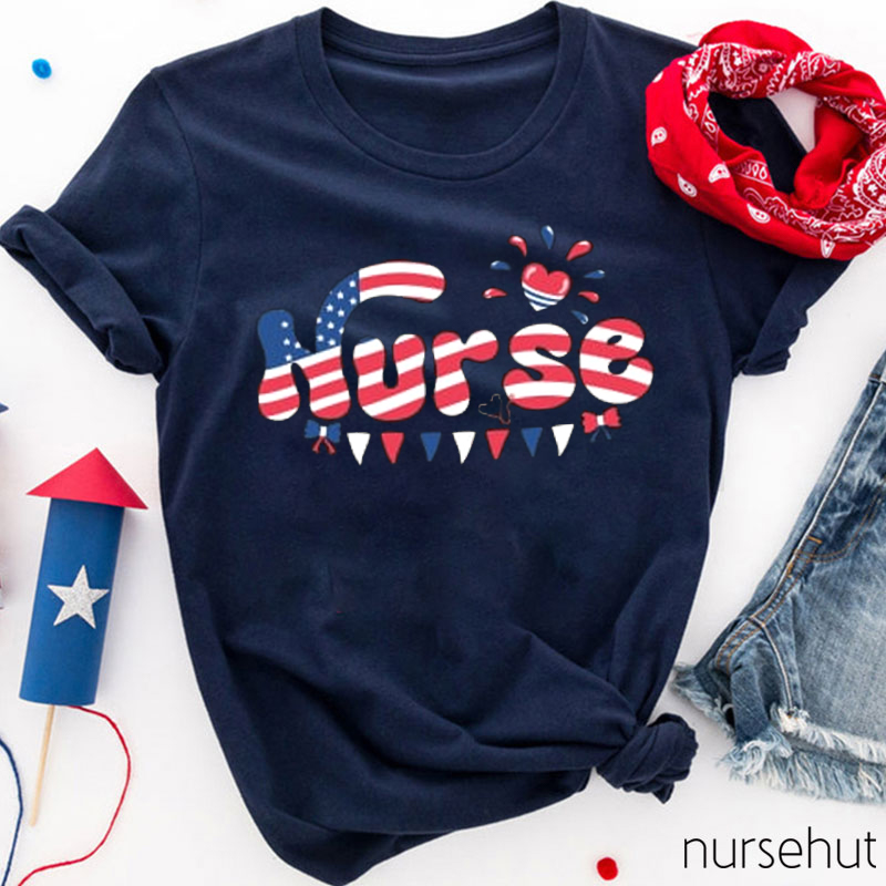 Independence Day Stars And Flag Nurse T-Shirt