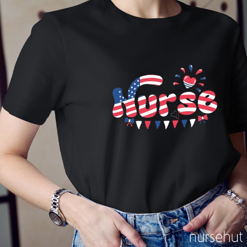 Independence Day Stars And Flag Nurse T-Shirt