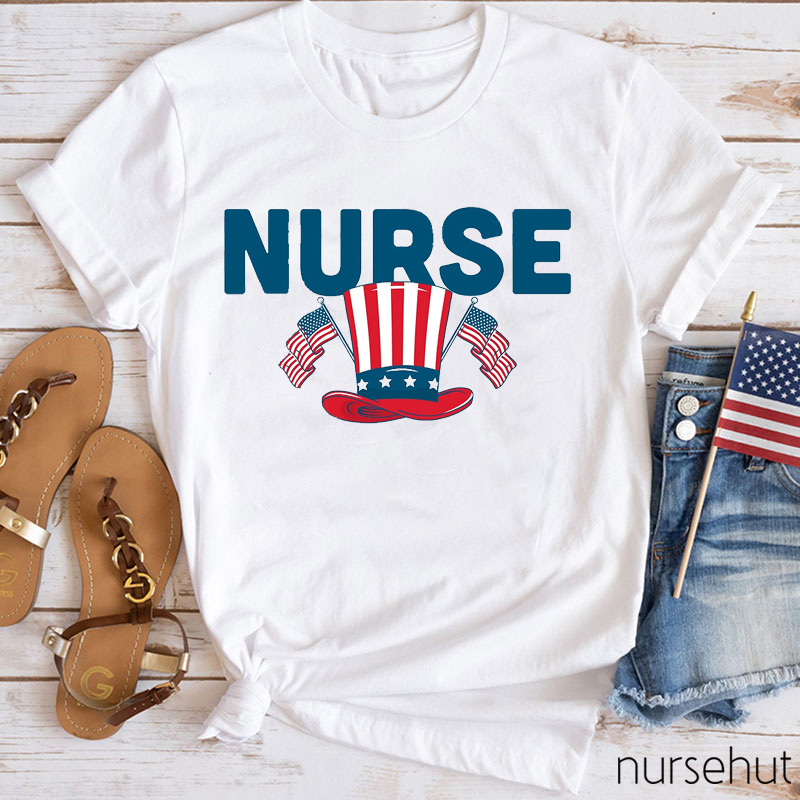 Patriotic Fourth Of July Nurse T-Shirt