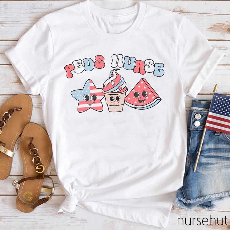 the Fourth of July Peds Nurse T-Shirt