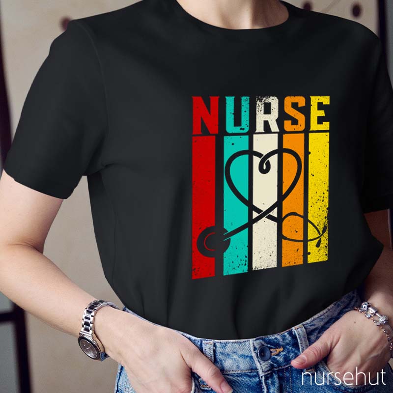 Colorful Stripes Nurse T-Shirt