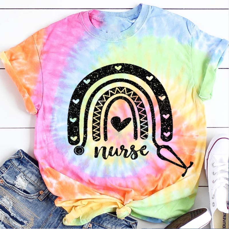 Rainbow Nurse Tie-dye T-Shirt