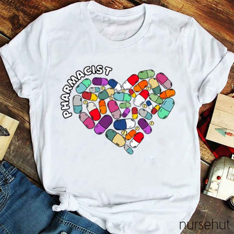 Pharmacist Colorful Heart Nurse T-Shirt