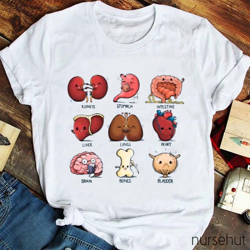 Cartoon Body Parts Nurse T-Shirt