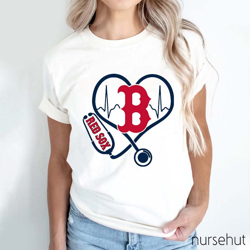 Personalized Nurse Boston Red Sox heart Nurse T-Shirt