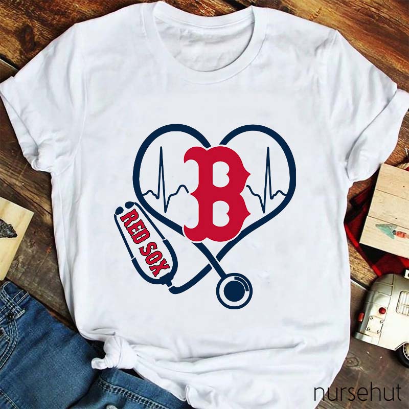 Personalized Nurse Boston Red Sox heart Nurse T-Shirt