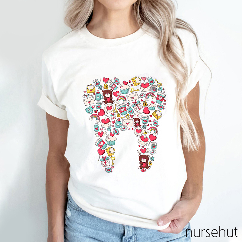Dental Rainbow Bear Envelope Nurse T-Shirt