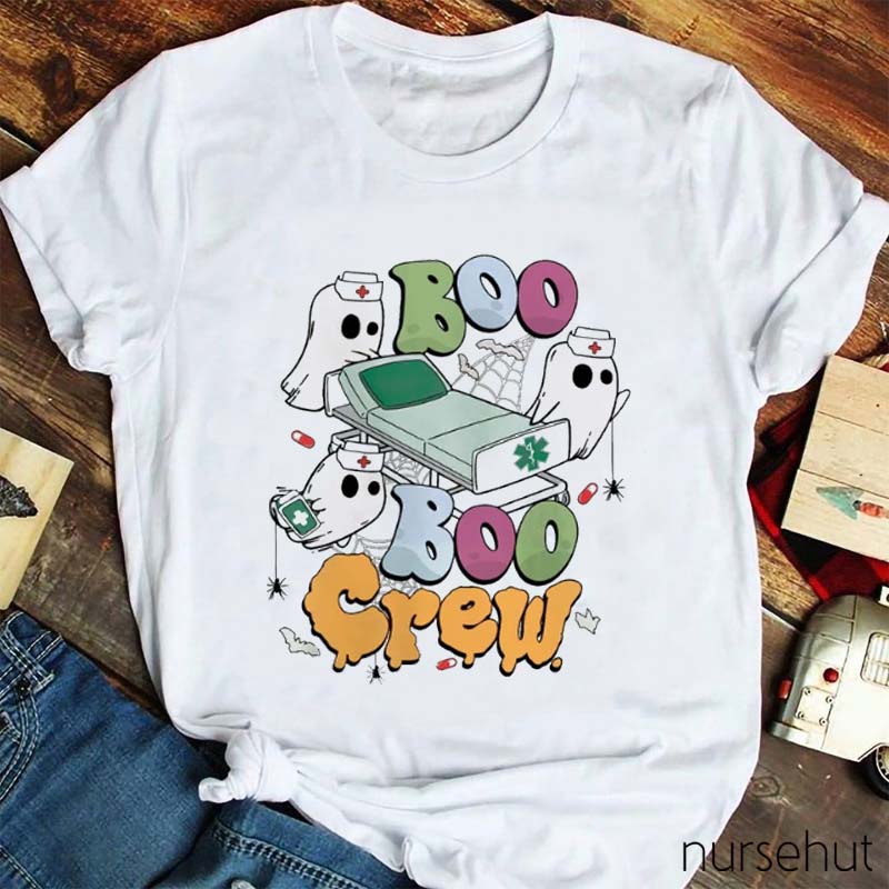 Cute Ghosts Boo Boo Crew Nurse T-Shirt