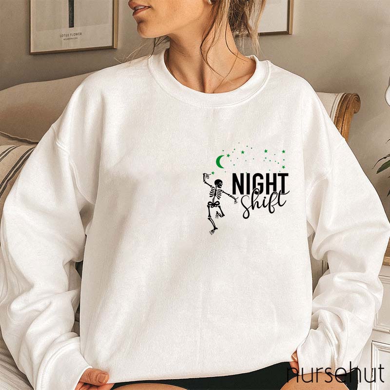 Night Shift The Dancing Skeleton Nurse Sweatshirt