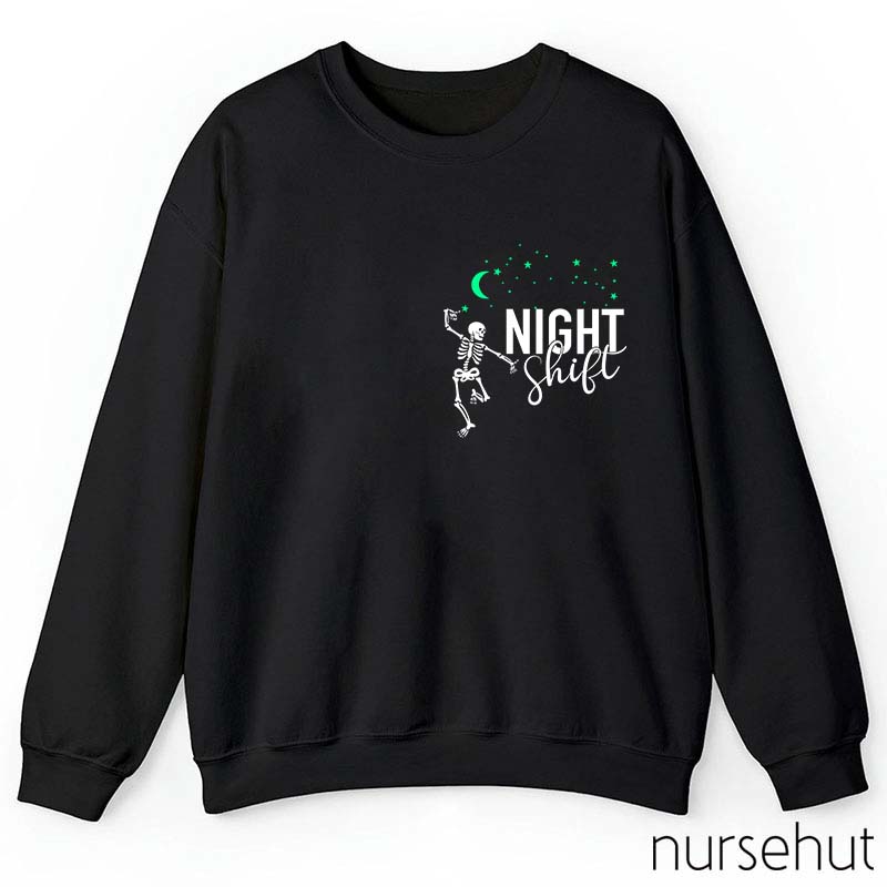 Night Shift The Dancing Skeleton Nurse Sweatshirt