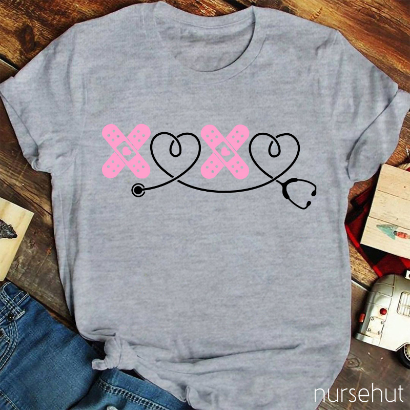 Band-Aid Stethoscope Heart Nurse T-Shirt