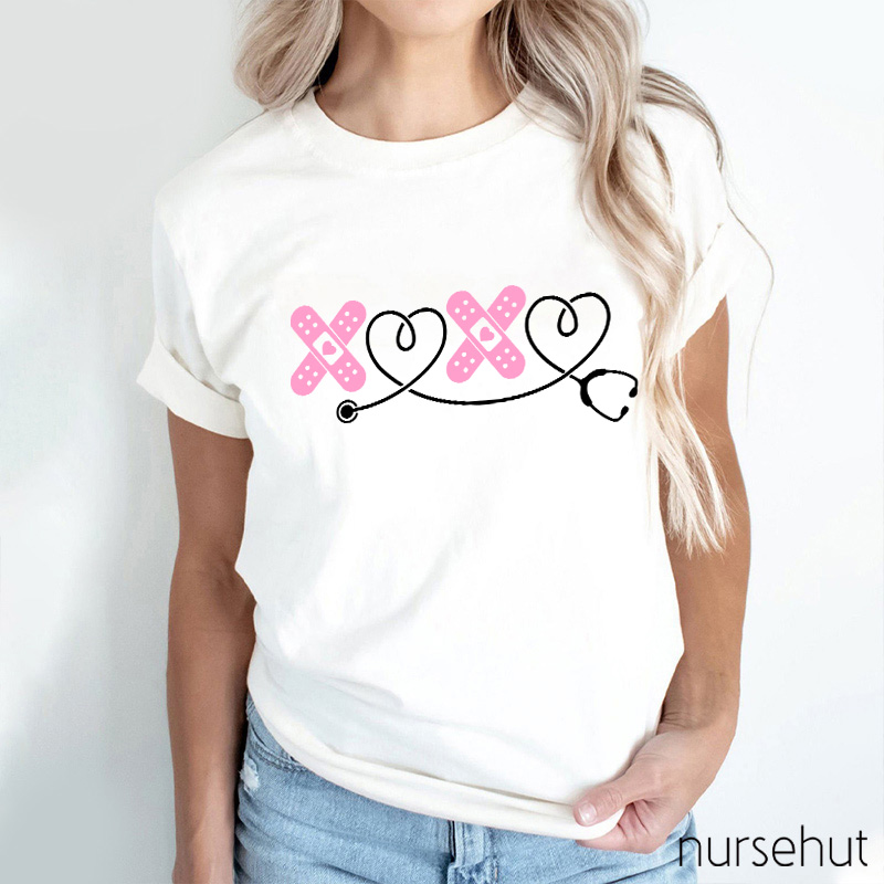 Band-Aid Stethoscope Heart Nurse T-Shirt